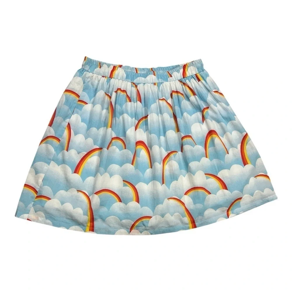 ModCloth Colorful Rainbow Women’s Mini Skirt Size L Blue